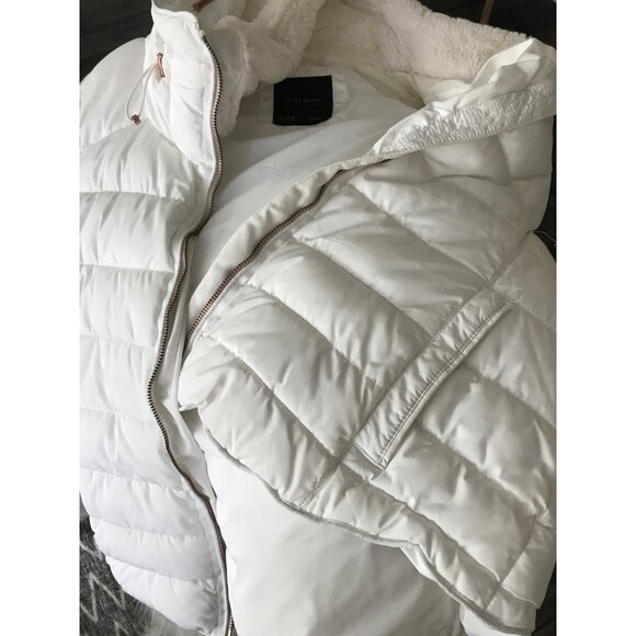 Zara Warm Insulated Puffer Jacket Sz  L - XL Ivory - Picture 5 of 11